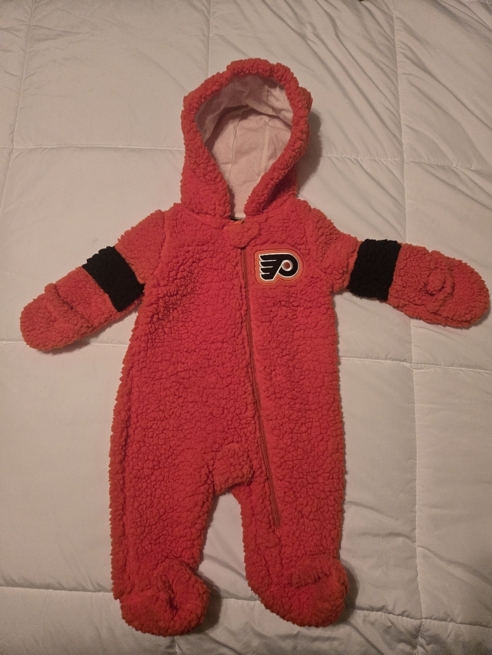NHL Orange Plush Hooded One-Piece with Team Patch for Kids